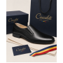 Pantofi barbati negri eleganti din piele naturala fara sireturi - GKR109NN